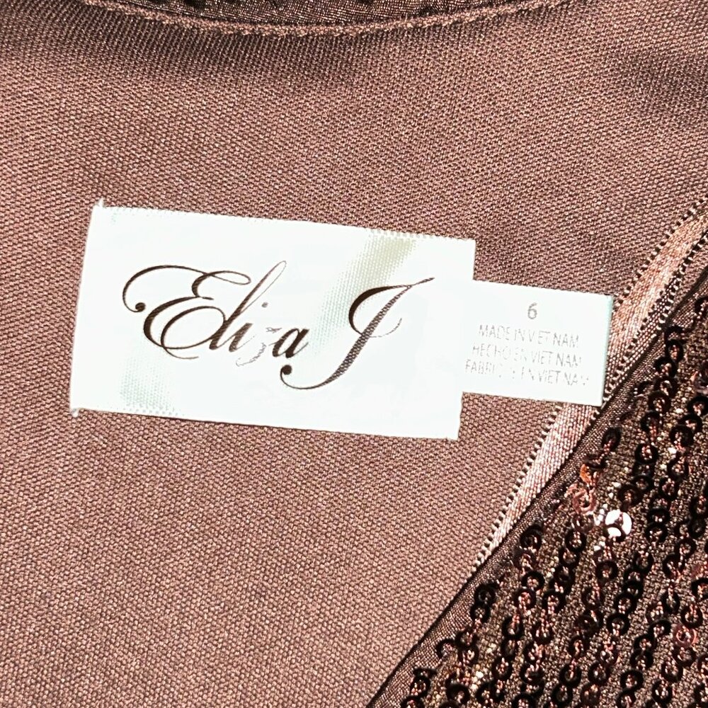 Eliza J Women's Brown Sequins Tiered Lined Stretch Fit & Flare Dress Size 6 NWT - Picture 7 of 11